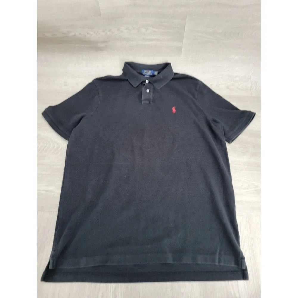 Polo Ralph Lauren Shirt Men's Large Black Heather Golf Short Sleeve Cotton
